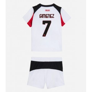 AC Milan Santiago Gimenez #7 Replika Bortatröja Barn 2025-26 Kortärmad (+ Korta byxor)